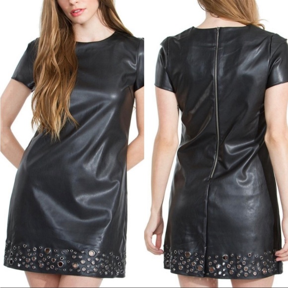 SUGARLIPS Leather Black Mini Dress NWOT Size Small - Picture 1 of 7